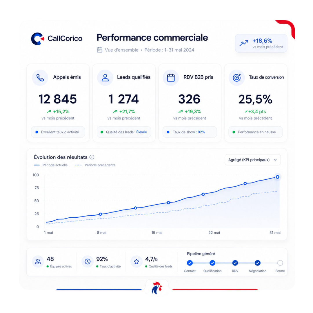 Dashboard de performance commerciale CallCorico